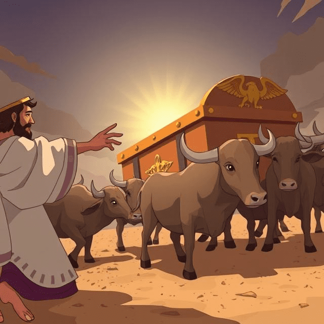 Biblical illustration of the ark of the covenant with dirty hands reaching to touch, symbolizing purity and obedience required in carrying God’s presence.