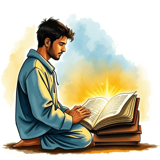 Christian praying with an open Bible, seeking answers to faith questions.