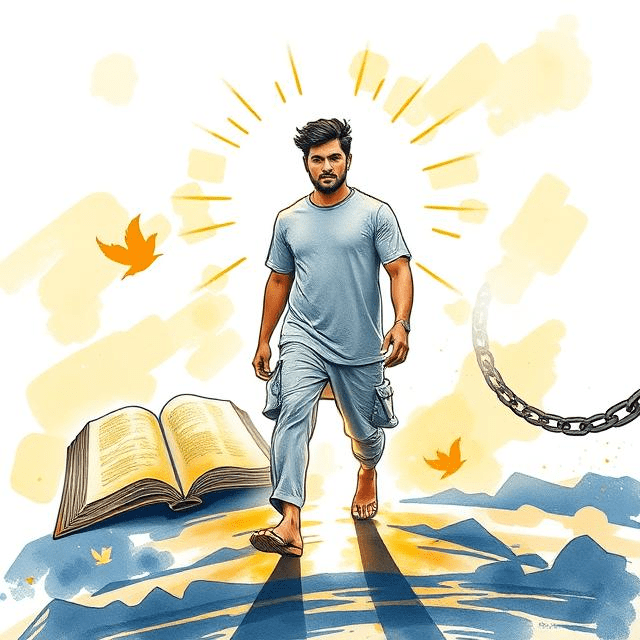 Christian walking towards light, symbolizing next steps after salvation and spiritual growth.