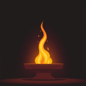 Illustration of a burning altar, representing divine fire and personal spiritual dedication.