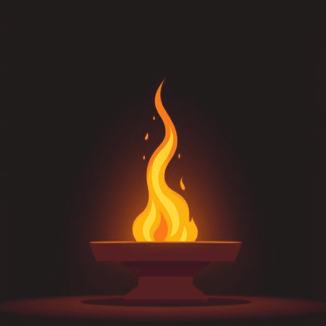 Illustration of a burning altar, representing divine fire and personal spiritual dedication.